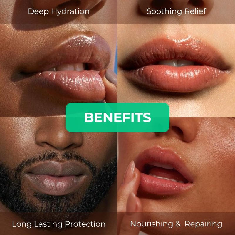 Natural Mint Lip Balm - Hydrating Moisturizer with Shea Butter & Cocoa Butter | 4 Pack for Dry Cracked Lips