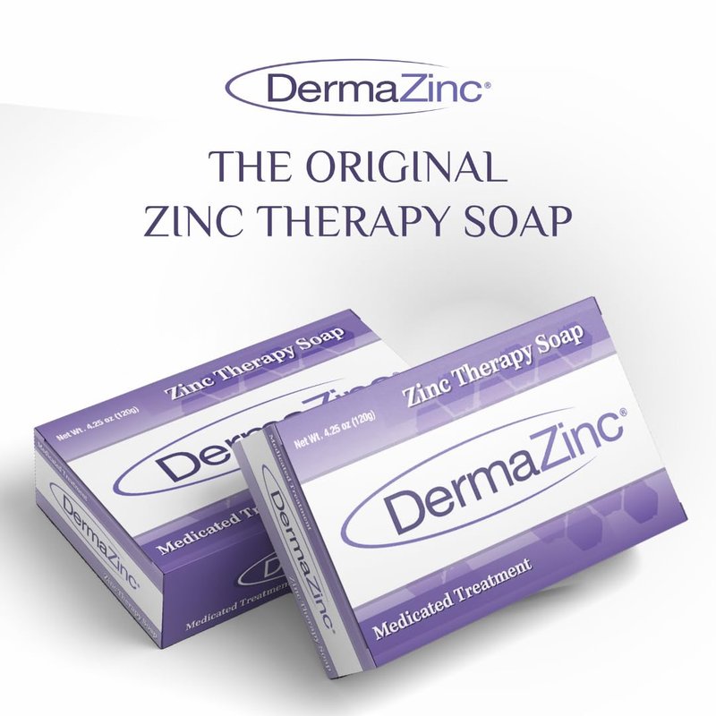 DermaZinc Therapy Soap, Zinc Soap for Skin, Skin Disorder Relief for Psoriasis, Dermatitis, Eczema, and Other Condition Symptoms (Pack of 3)