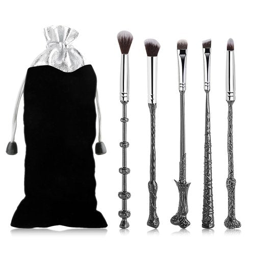 Wand Makeup Brushes Set, WeChip Make Up Brush Set for Women Girls 5pcs(Silver)