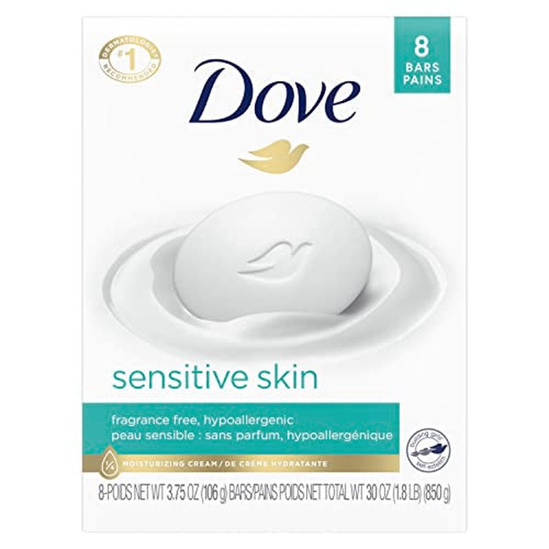Dove Beauty Bar More Moisturizing Than Bar Soap Sensitive Skin Effectively Washes Away Bacteria, Nourishes Your Skin 3.75 oz 10 Bars