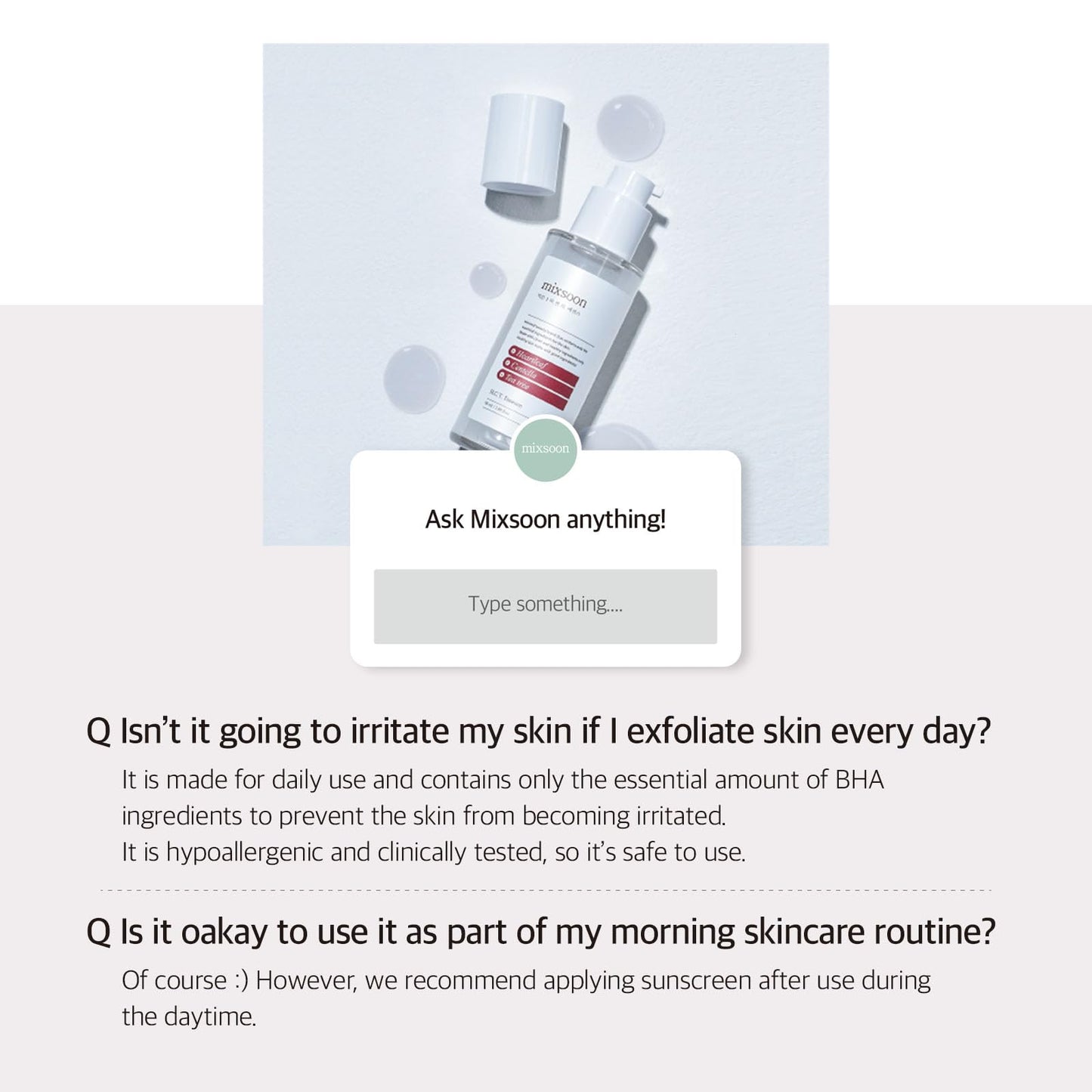 mixsoon H.C.T. Essence 1.69 fl oz (50ml) | Face Moisturizer, Sooth irritated skin | Heartleaf, Centella Asiatica, Teatree