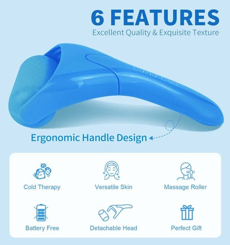 CUPID CARE Ice Roller for Face [2-Rollers], Ice Face Roller Facial Roller Massager for Beauty, Face Roller Skin Care Women Gifts | Blue