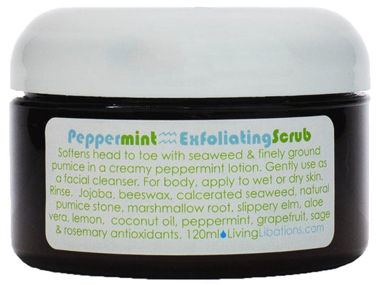 Organic Peppermint Exfoliating Scrub - Natural Wildcrafted Clean Beauty | 4 oz (120 ml)