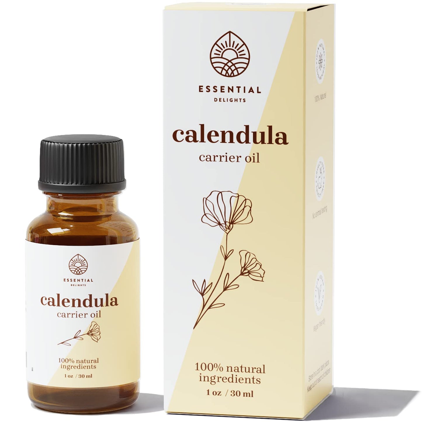 Calendula Oil - Premium Carrier Oil | Nourishing for Skin, Face, Body, Hair Revitalization | Hydrating, Vegan & Cruelty-Free, 1 Fl Oz