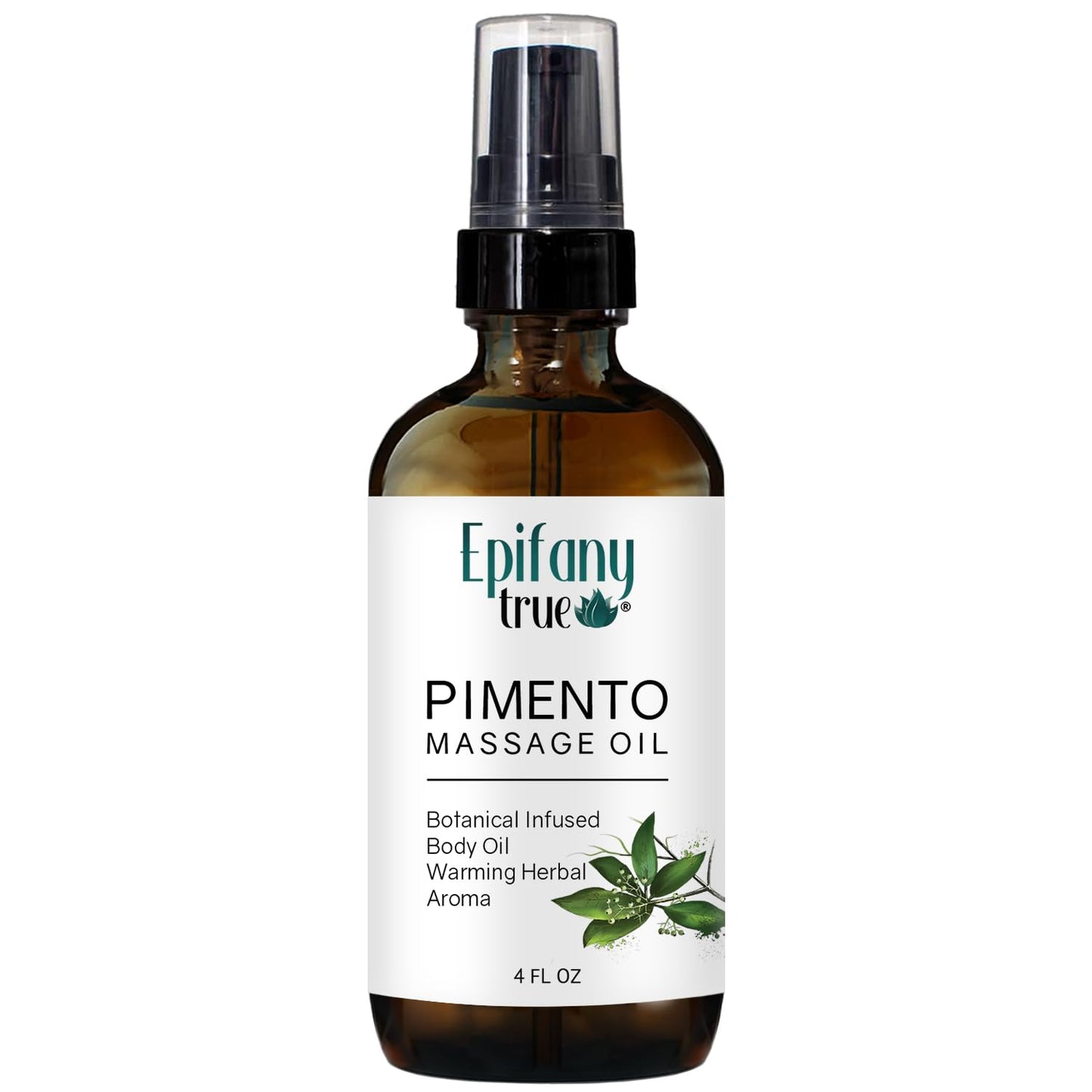 Natural Pimento Massage Oil 4oz | Botanical Infused Body Oil | Warming Herbal Aroma | Olive Oil & Jamaican Black Castor Oil