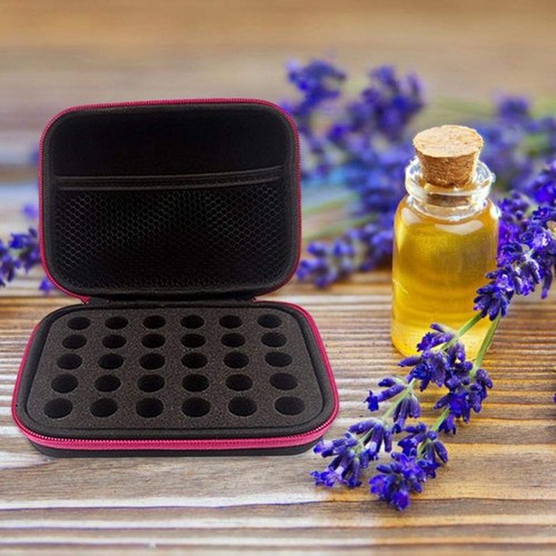 DHXYZZB myonly Essential Oils Carrying Case Holds 30 Grids for 1-3ML Roller Bottles Storage Organizer Bag Hard Shell for Home, Travel, and Presentations(Blue)