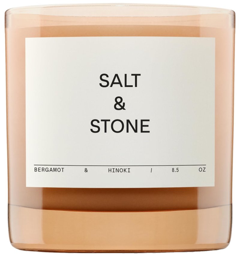 Salt & Stone Scented Candle for Women & Men | Coconut & Soy Blend Wax | Hand-Poured, Aromatic & Fragrant | 100% Cotton Wick | Long-Lasting 50 Hour Burn Time | Fig & Violet 8.5 oz