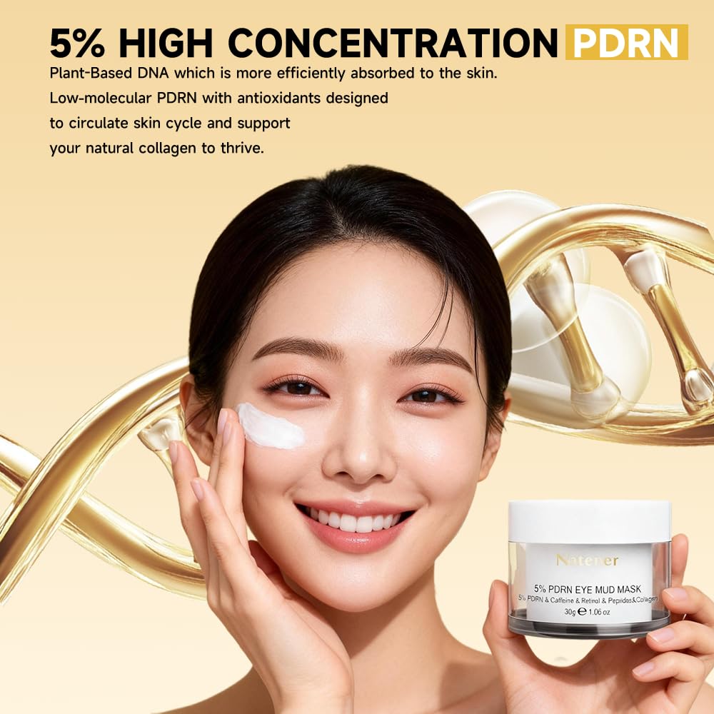 5% PDRN Eye Cream Clay Mask, DIY Under Eye Patches for Puffy eyes, Dark Circles & Wrinkle Custom Fit on All Face | Caffeine, Retinol, Collengen, Peptides, Hyaluronic - Korean Popular EyeCare - 1.06OZ