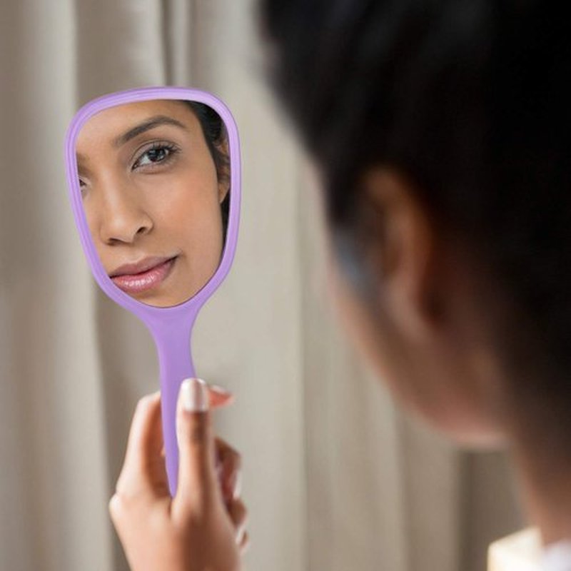Jetec Small Handheld Hand Mirror Compact Travel Makeup Mirror Handheld Cosmetic Personal Mirror Portable Vanity Mirror 3.15 * 7.09inch(Blue, Green, Pink, Purple,8 Pcs)