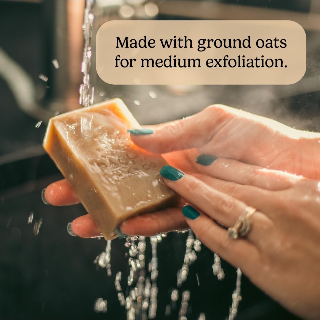 Pacha Soap Co. Dirty Hippie Bar Soap - Patchouli, Nutmeg, & Clove Scented Exfoliating Oat Body and Face Cleanser Bar Soap, Hydrating & Moisturizing Total Body Wash, Handcrafted Made in the USA, 3-Pack