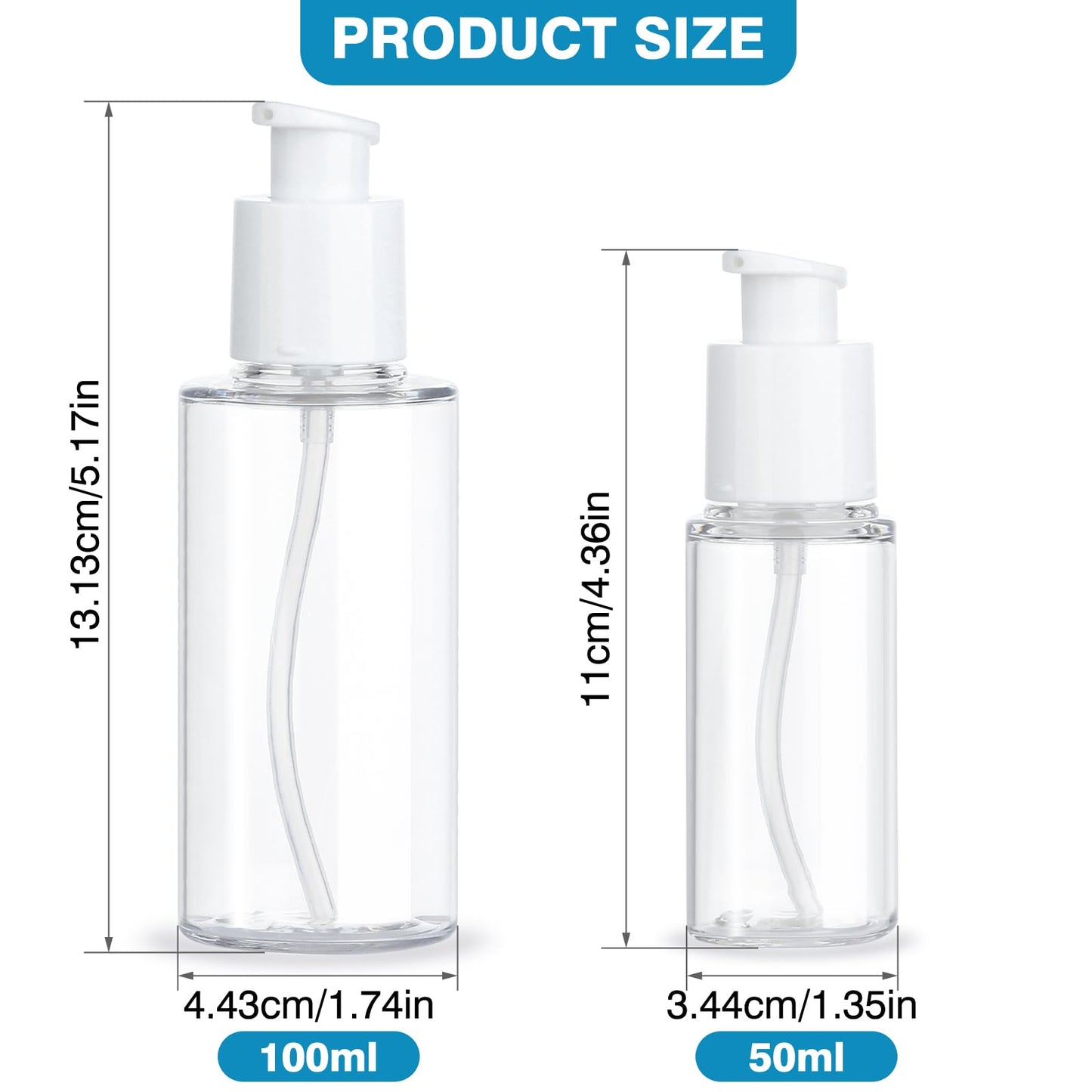 Travel Pump Bottle 2pcs Cosmetic Pump Container for Cream Essential Oils