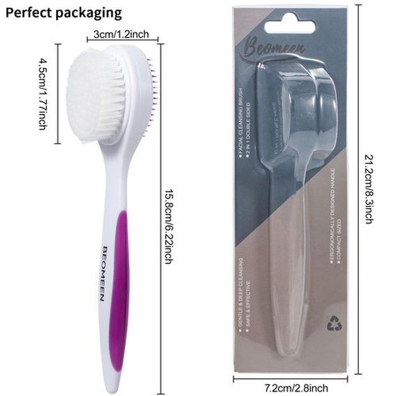 Silicone Face Scrubber Double Side, Beomeen Handheld Facial Cleansing Brush 2 in 1 Face Cleanser Brush for Deep Cleansing and Exfoliating, Blackhead Makeup Removal 2 Pcs
