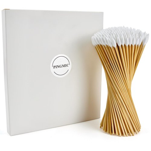 200PCS Precision Long Cleaning Swabs, 6 Inch Pointed Cotton Swabs - Lint Free Sturdy Cotton Swabs with Bamboo Handle - Long Cotton Swab for Gun Cleaning, Makeup, Electronic