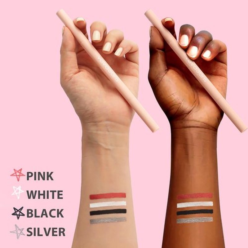 VavaSans Gel Eyeliner Mechanical Pencil White and Pink Dual Ended Two Color Retractable Eye Liner Pigmented Smooth Creamy Textured Waterproof Smudge Proof Long Lasting Makeup