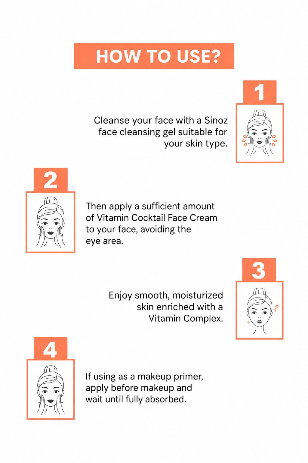 sinoz Vitamin Cocktail-Moisturizing Nutritious Repair Face Cream Vitamin and Makeup Base 50Ml