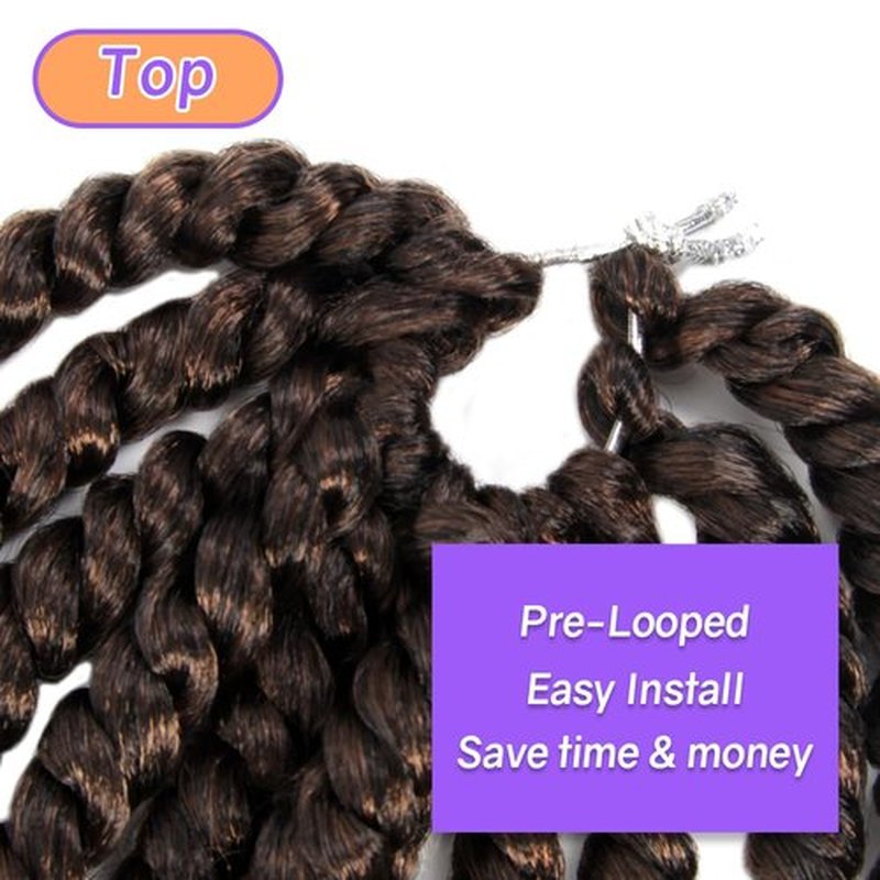 LOCSBYHAND 30 Inch Long Pre-looped/twisted Passion Twist Crochet Hair 4 Packs for Mixed-color Using (4 Packs, T30/Ombre Medium Dark Brown)