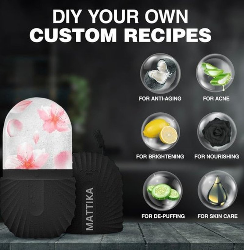 Ice Roller for Face and Eye Glow Naturally and Skincare, Ice Face Roller, Ice Facial Cube, Gua Sha Face Massage, Ice Roller Face for Beauty and Skin Care Gift for Men & Women Face Ice Roller (Black)