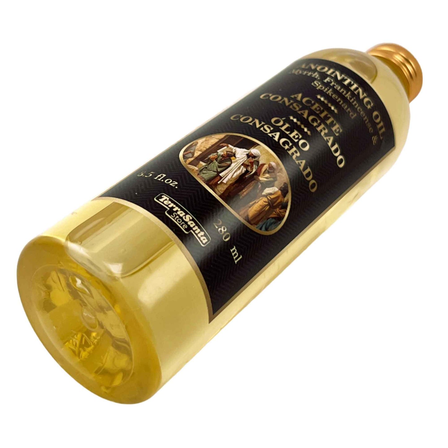 Essential Aromatic Essential Anointing Oil Perfume– Frankincense Myrrh and Spikenard - 8.5fl.oz 280ml – from Jerusalem Holy Land – Plastic Bottle for Personal Prayer Rituals & Spiritual Communion