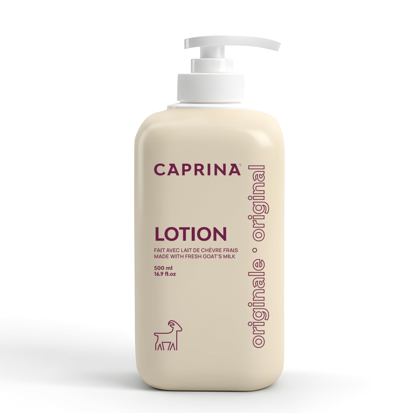 Caprina by Canus Goat Milk Body Lotion, ORIGINAL, 500 ml (16.9 fl oz), Hydrating Daily Moisturizer for Normal to Dry Skin, Fast-Absorbing & Non-Greasy
