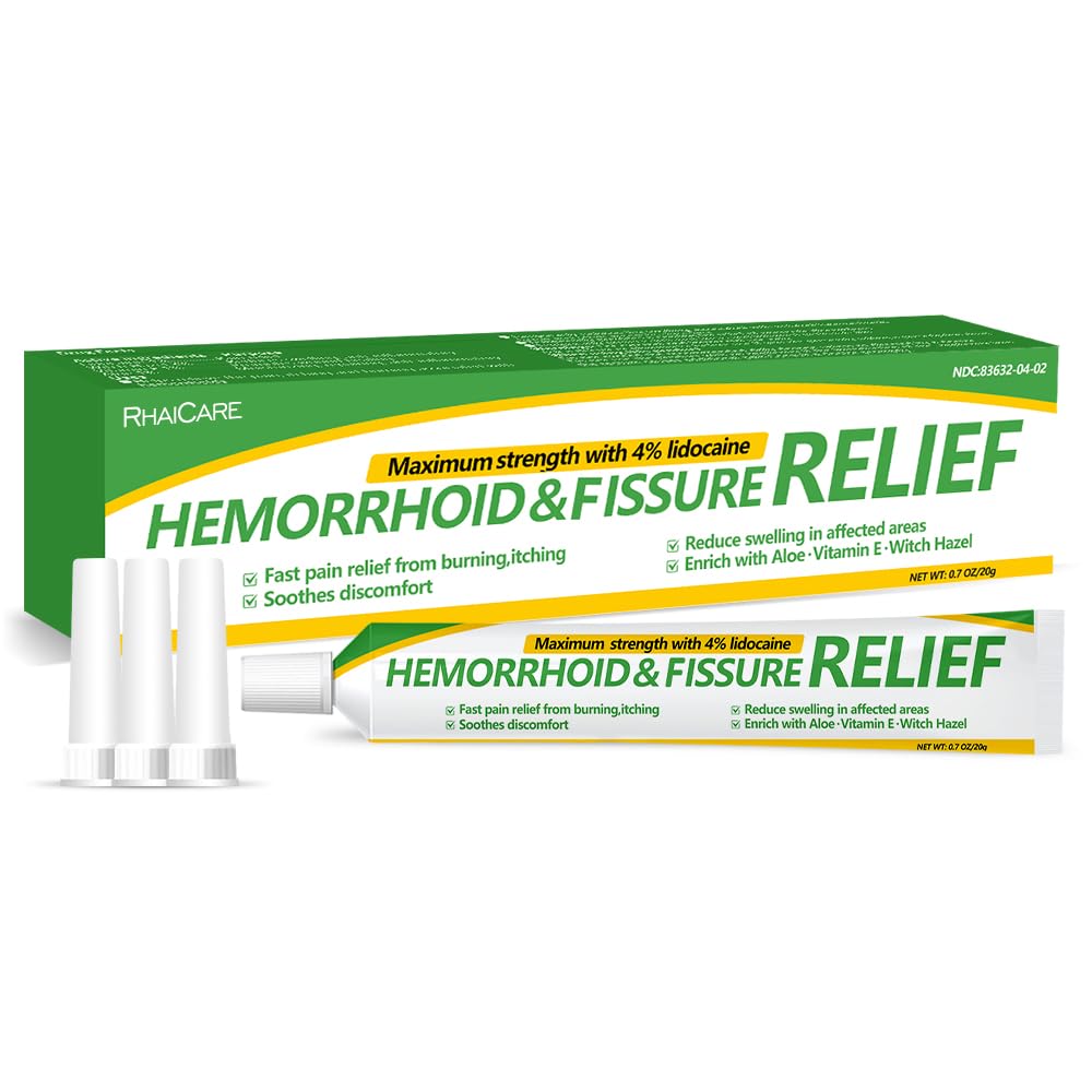 RHAICARE Hemorrhoid and Fissure Cream,Hemorrhoidal Ointment for Fast Acting Itch, Swelling, and Maximum Strength Pain Relief（1 Pack