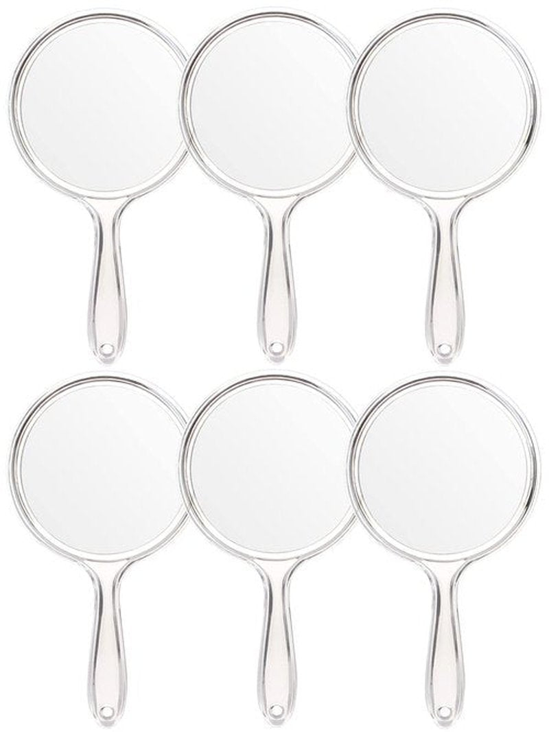 OMIRO Hand Mirror, Double-Sided Handheld Mirror 1X/3X Magnifying Mirror with Handle, Set of 6 (Clear)