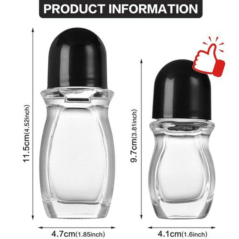 Generic 2 PCS Glass Deodorant Roller Bottle Empty, Roll On Bottles Containers, Leak Proof Refillable Roller Bottles for Essential Oils Perfume (50ml)