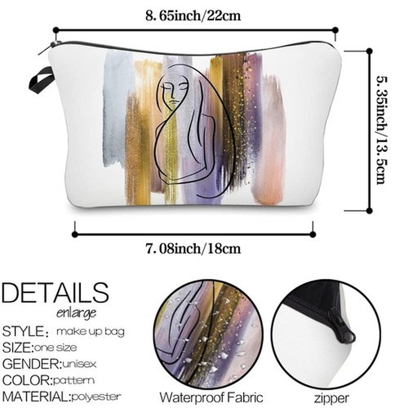 LOOMILOO Small Toiletry Bags for Women, Adorable Roomy Makeup Pouch Travel Water Resistant Cosmetic Purse Accessories Organizer Gift(Modern Abstract 55899)