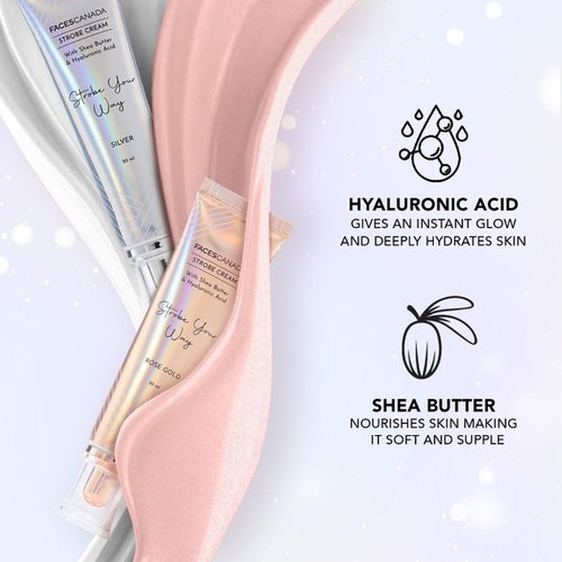 FACE'S CANADA Strobe Cream | Primer + Highlighter + Moisturizer | Shea Butter & Intense Hydration Flawless Radiant Dewy Skin For Illuminating & Glowing Makeup Base - Silver, 30g (1.05 Oz)
