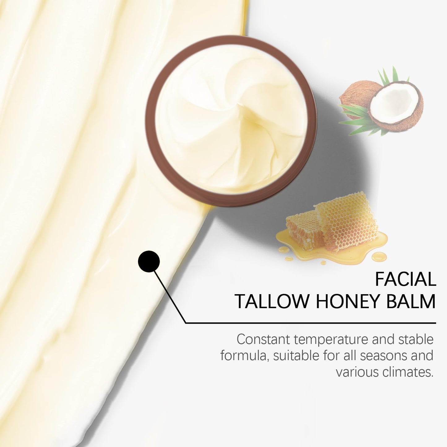 MUBSEOTH Whipped Beef Tallow and Honey Balm,Beef Tallow for Skin,Tallow Face Moisturizer,Tallow and Honey Balm,Grass Fed Grass Finished Face Cream (120G/2pcs)