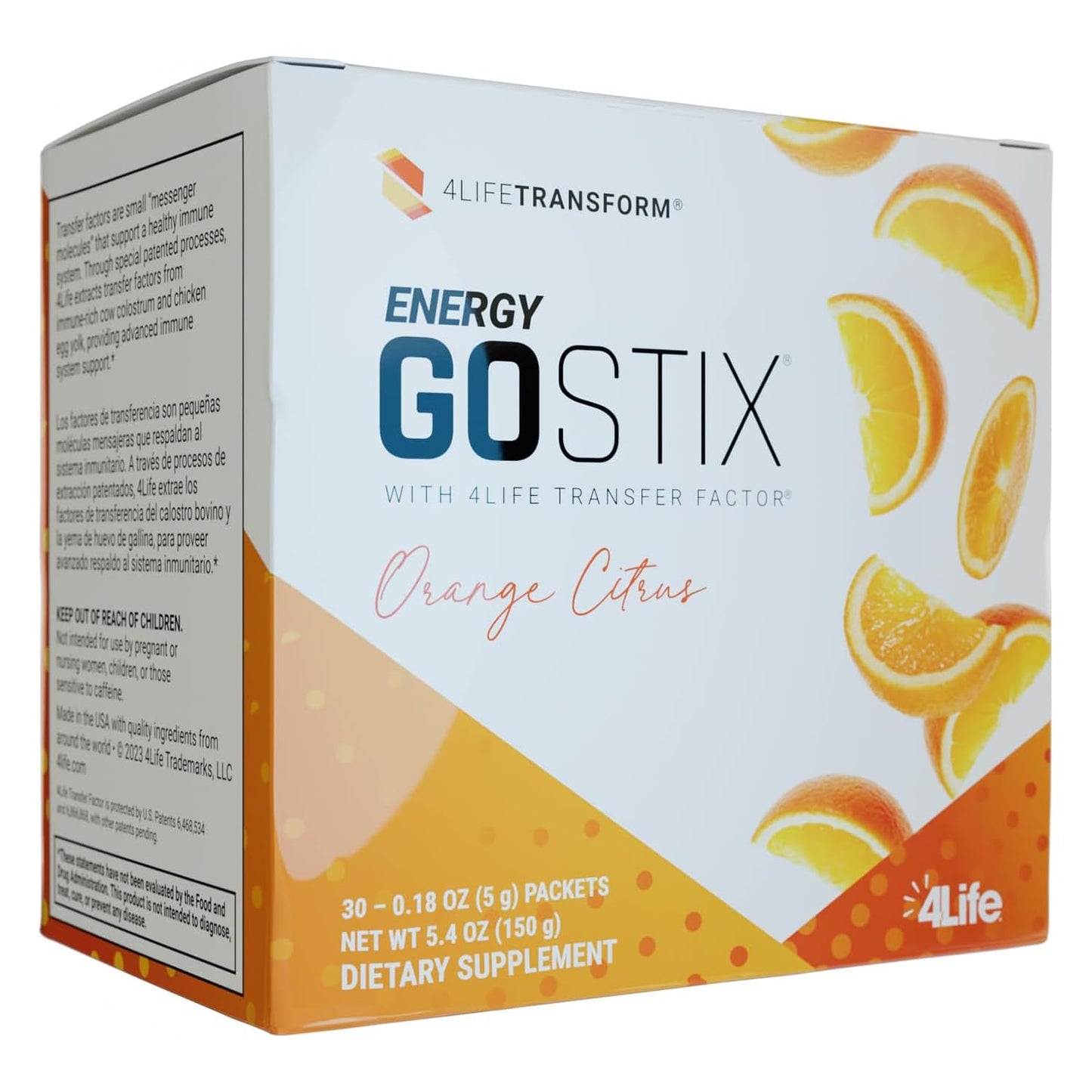 4Life Energy Go Stix Orange Citrus Drink Mix with Amino Acids, 30 Packets
