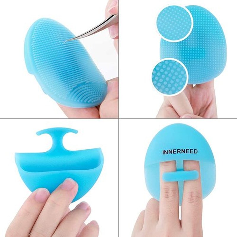 Soft Silicone Facial Cleansing Brush Manual Face Scrubber Exfoliating Massage Scrub Acne Blackheads Remove Handheld Pads for Sensitive, Delicate, Dry Skin (Pack of 3)