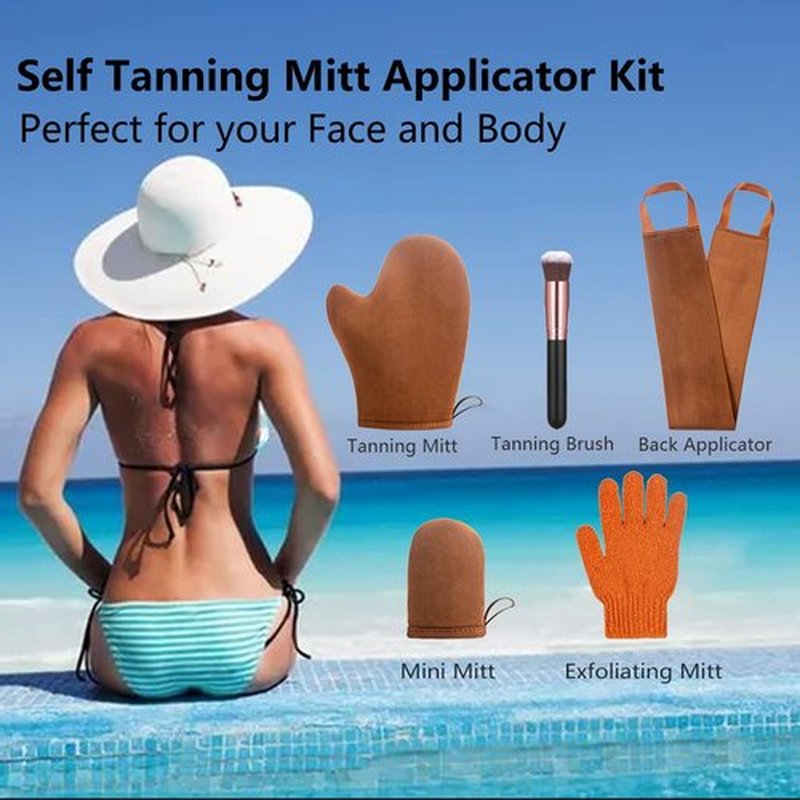 ANSPHIE 5 Pack Self Tanning Mitt Applicator Tanning Mitts Self Tanner Kit, Self Tanner Mitt Applicator Sunless Tanner Mitt Self Tanning Glove for Self Tan Mitt Applicator Self Tanner Mit Tanner Glove