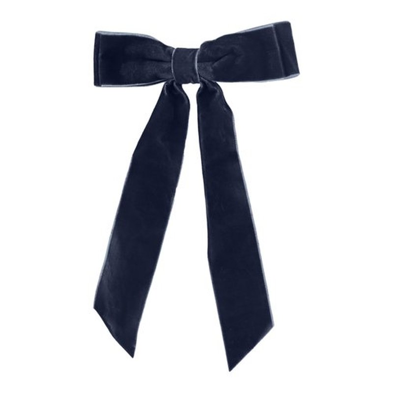 6 inch Hair Bow Velvet Hair Clip with Tails (Blue)