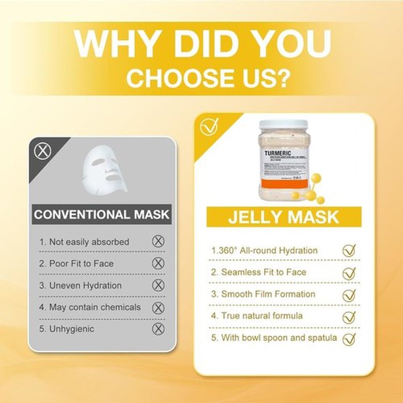 Angeland Jelly Mask for Facials Professional Natural Gel Face Masks, Moisturizing & Hydrating Jelly Face Masks, Peel Off Face Masks SkinCare 23 Fl Oz (Turmeric)