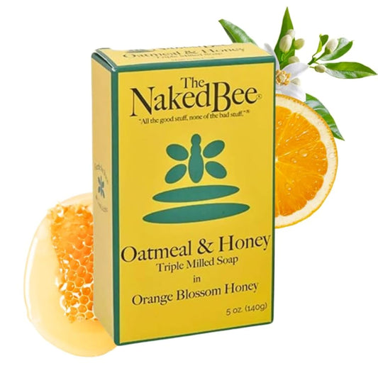 Naked Bee Oatmeal & Honey Soap - Triple Milled, 5 Ounce | 3 Pack, Orange Blossom Honey