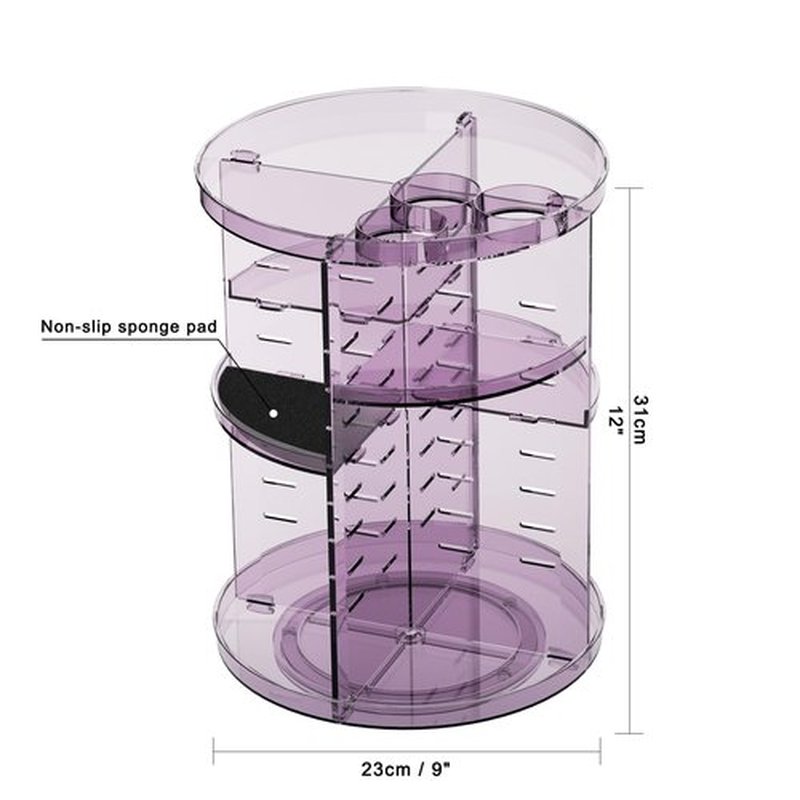 Rotating Makeup Organizer for Vanity, DIY Adjustable Tray Spinning Skincare Organizers Countertop, Cosmetic Display Case with Perfume Tray Brush Holder, Bathroom Desk Corner Storage Carousel Rack