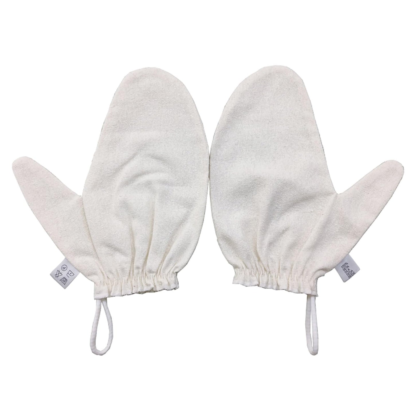 Raw Silk Gloves for Dry Brushing - Garshana Lymphatic Gloves with Hanging Ring, 2-Finger Design, Elastic Wristband for Exfoliation & Cellulite Reduction (2pcs)