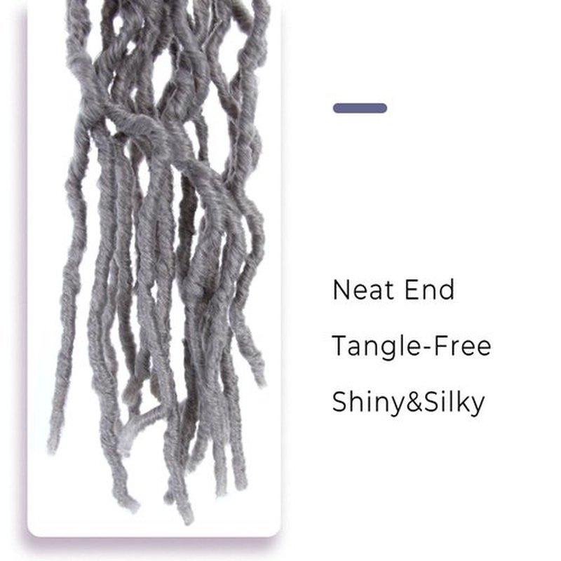 Niseyo Gray Faux Locs Crochet Hair 16 Inch Soft locs, 6 Packs Short Crochet Locs Pre Looped Crotchet Straight Synthetic Hair Extensions (16 Inch, Grey)