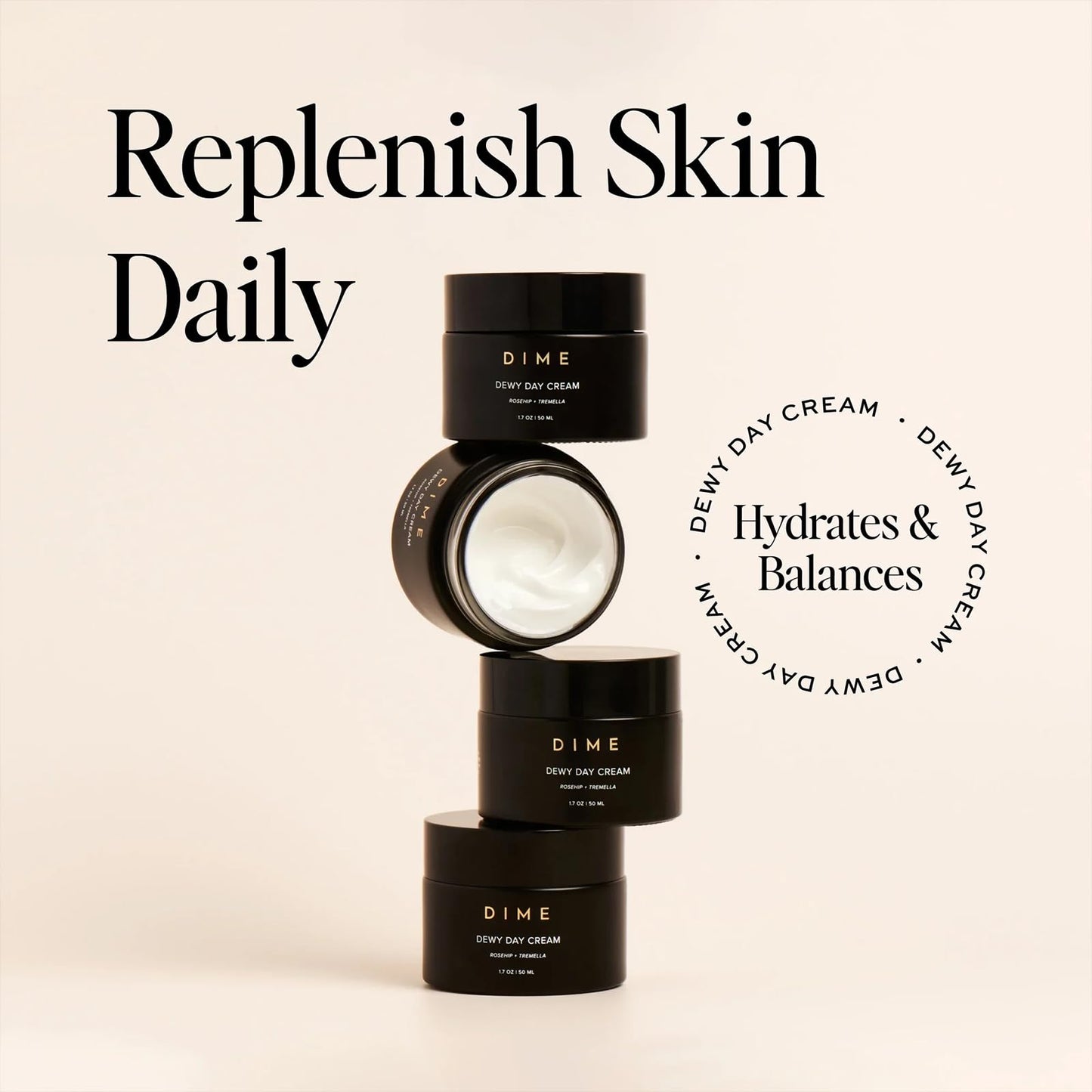 DIME Beauty Moisture Set - Day and Night Face Cream Bundle with Dewy Day Cream and Restorative Night Cream, Anti-Aging Skincare Set with Ceramides, Peptides and Squalane, Vegan, Cruelty-Free