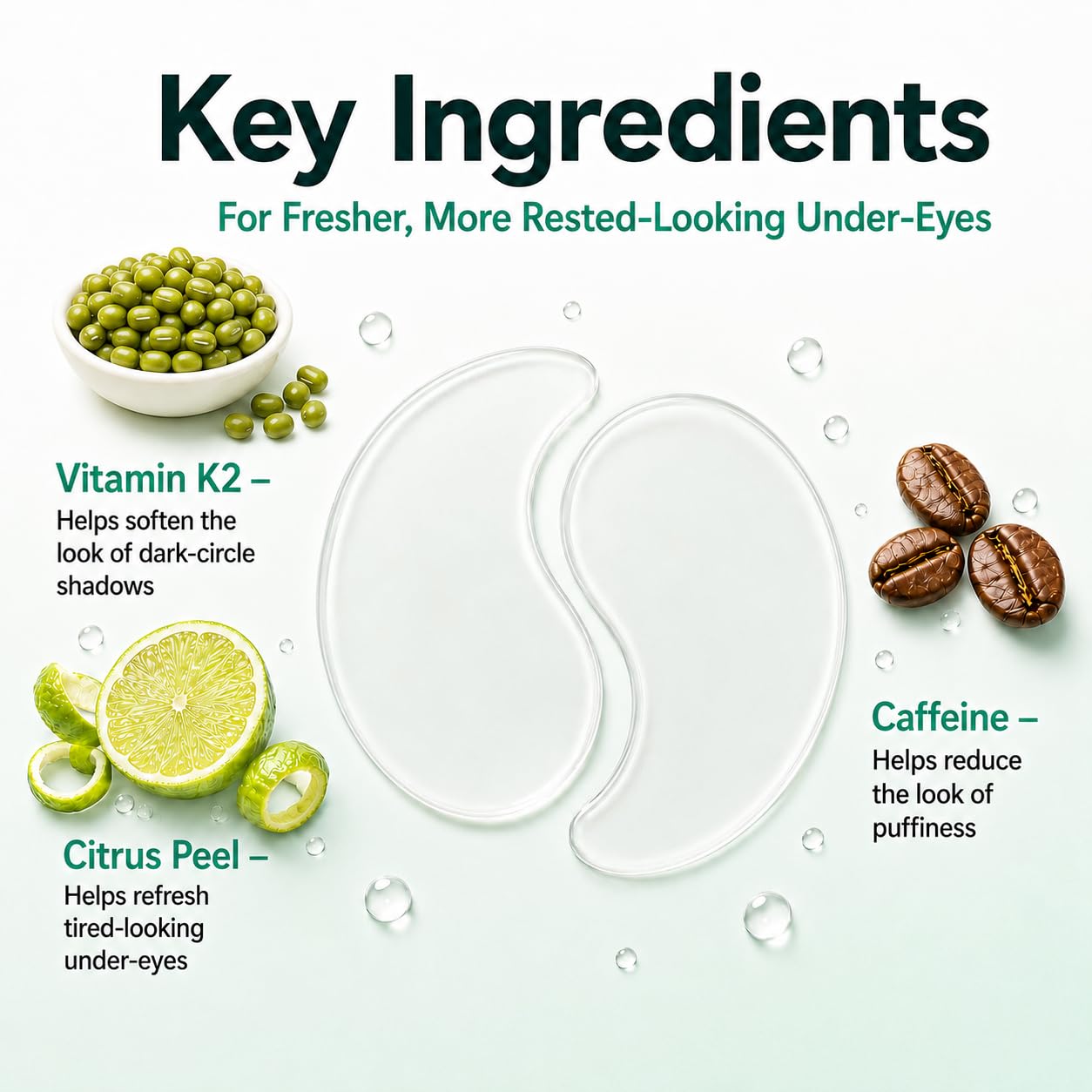 Tintark Sync Energy Under Eye Patches (28 Pairs), Vitamin K2, Caffeine & Citrus Peel Hydrogel Eye Mask for Dark Circles, Puffy Eyes, Late Nights & Travel
