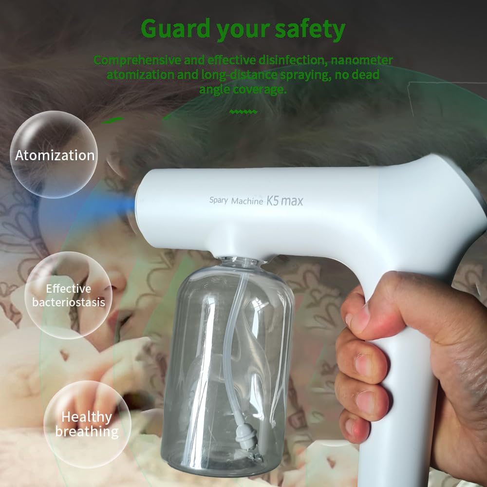 Atomizer Sprayer Electrostatic ULV Atomizer Nano Mister with Blue Light Wireless Nano Sprayer Gun Fogger Machine for Indoor and Outdoor