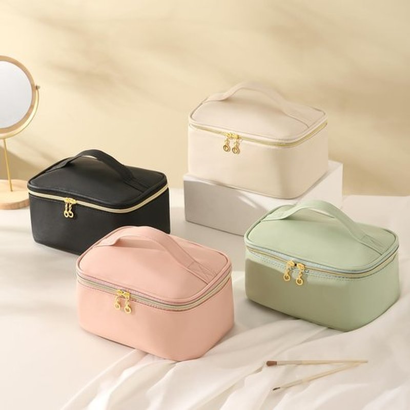 KITENROM Extral Large Makeup Bag Portable Cosmetic Bags for Women Zipper Pouch for Purse Make Up Case with Detachable Divider Toiletry Organization Waterproof Pink