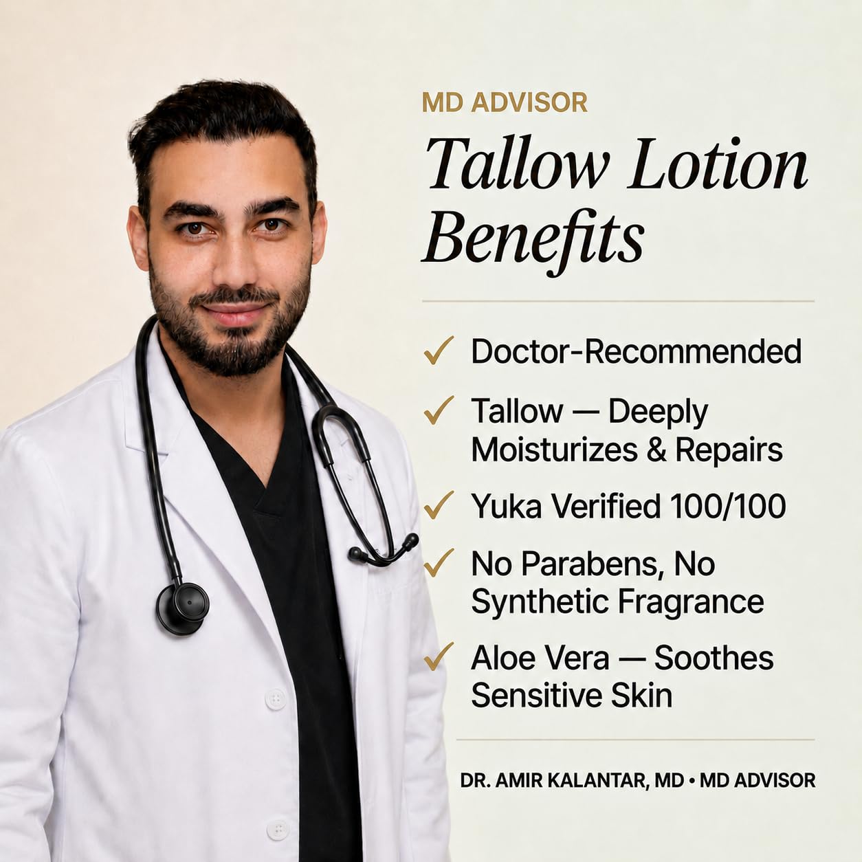 Clean + Kind Vanilla Tallow Body Lotion — Hydrating Non-Toxic Natural Body Moisturizer & Cream, Grass-Fed Beef, Organic Shea, Jojoba, Coconut MCT & Aloe for Dry Sensitive Skin (8 oz)