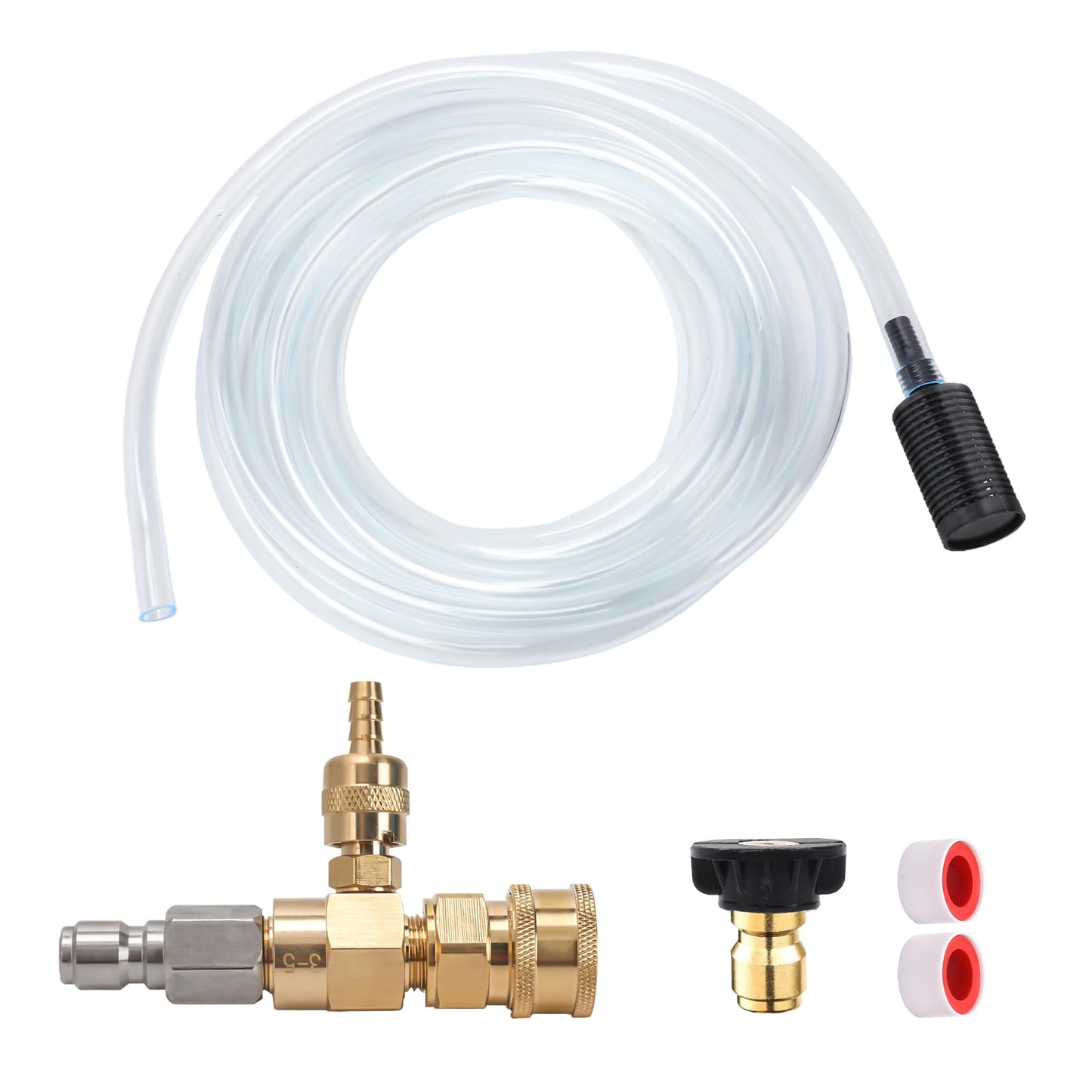 Javneo Downstream Chemical Injector Kit for Pressure Washer, Fixed Soap Injector with 3/8" Quick Connect, 3–5 GPM Flow Rate (White)