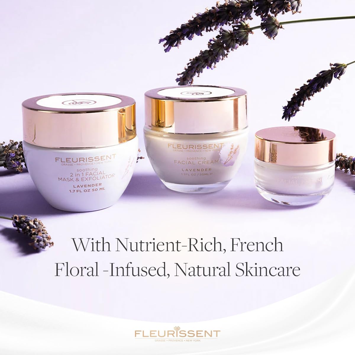 Fleurissent Serenity Elixir Lavender 2-in-1 Facial Mask & Exfoliator – Calming Fusion Florale-6, Organic Roses & Gentle Rice Exfoliation, 98% Natural, 1.7 FL OZ for Healthy-Looking Skin