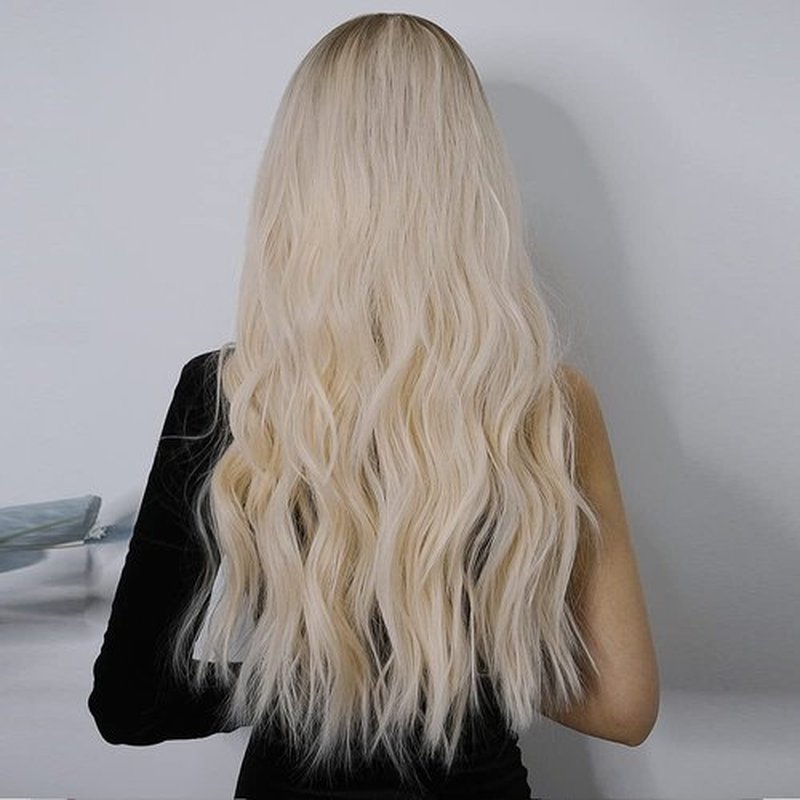 BERON Blonde Wig Long Wavy Wig Blonde Wig with Dark Roots Long Curly Wig Wig Blonde Wigs Charming Full Wigs for Cosplay Party or Daily Use Wig Cap Included