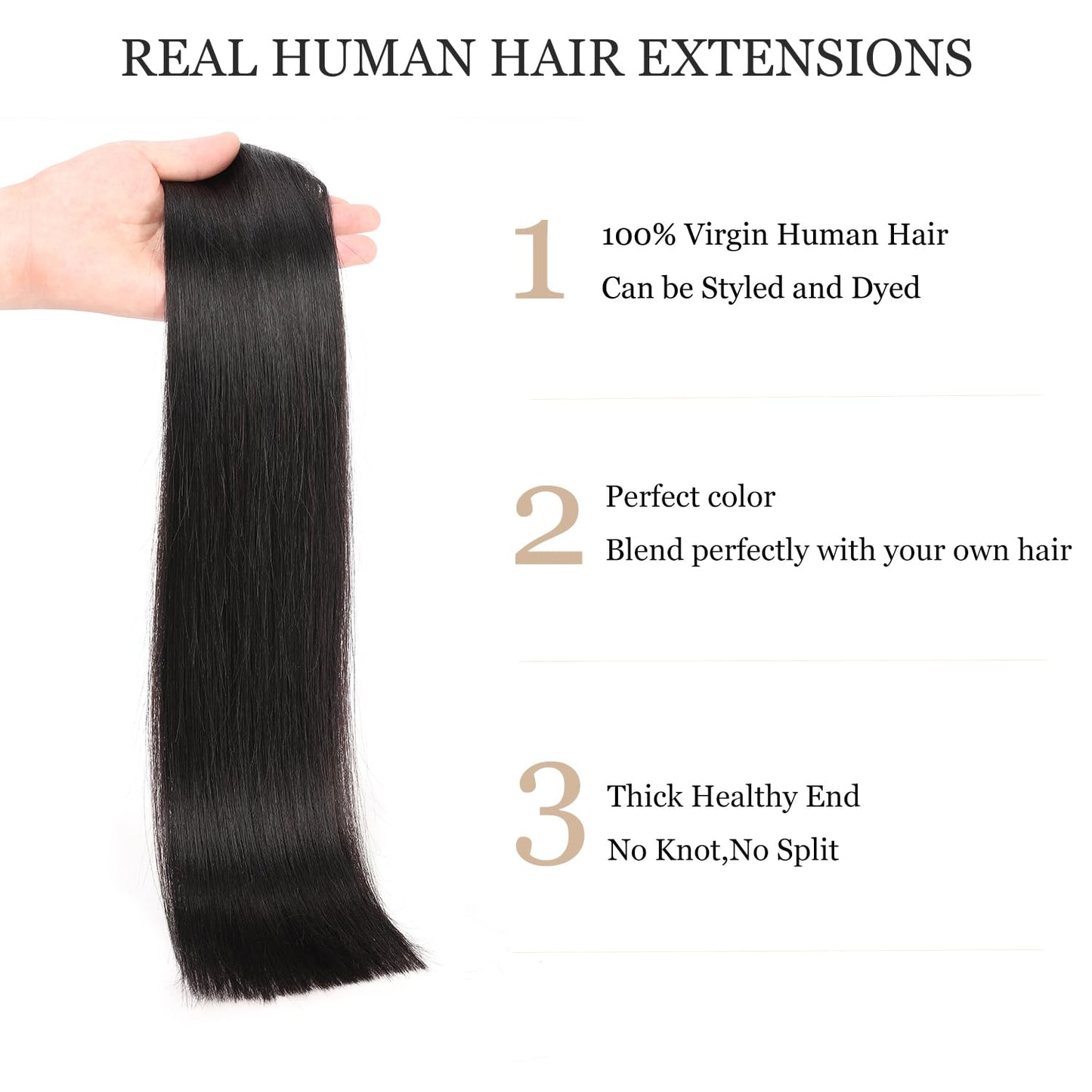 Human Hair Clip in Extensions,120g 8pcs Clip in Human Hair Extensions Straight Remy Hair Clip In Extensions #1B Natural Black 22inch Clip In Real Hair Extensions