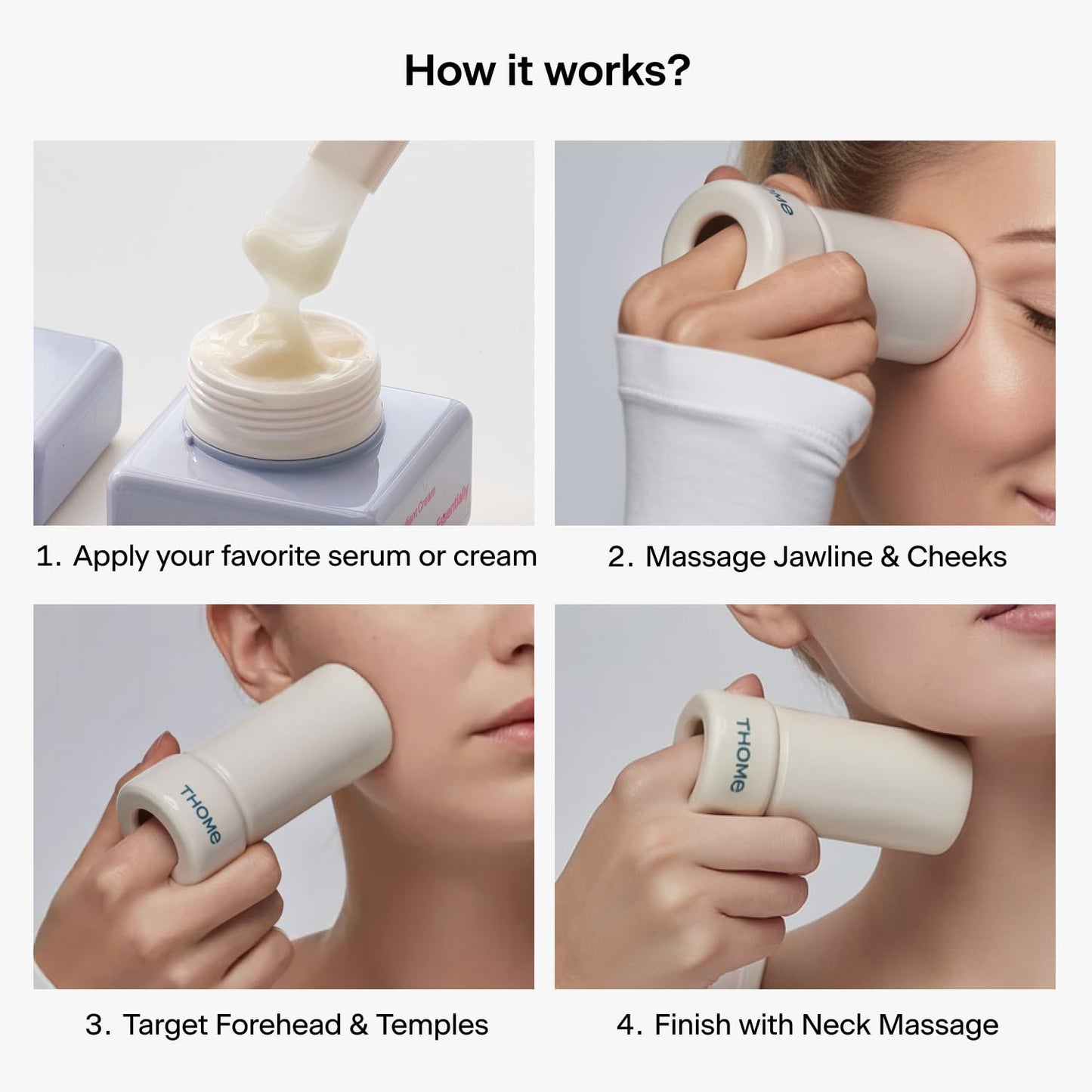 THOME Ceramic Gua Sha Tool, Ergonomic Porcelain Facial Massager for Daily Skincare Routine, Smooth-Glide Face & Jawline Care, Self Care Gift, Korean Skincare Beauty Tool