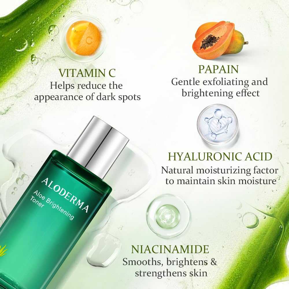 Aloderma Soothing Facial Toner Made with 91% Organic Aloe Vera, Alcohol Free Toner for Face for Sensitive Skin with Allantoin and Hyaluronic Acid - Natural Aloe Face Toner for Dry, Red Skin - 4.2oz