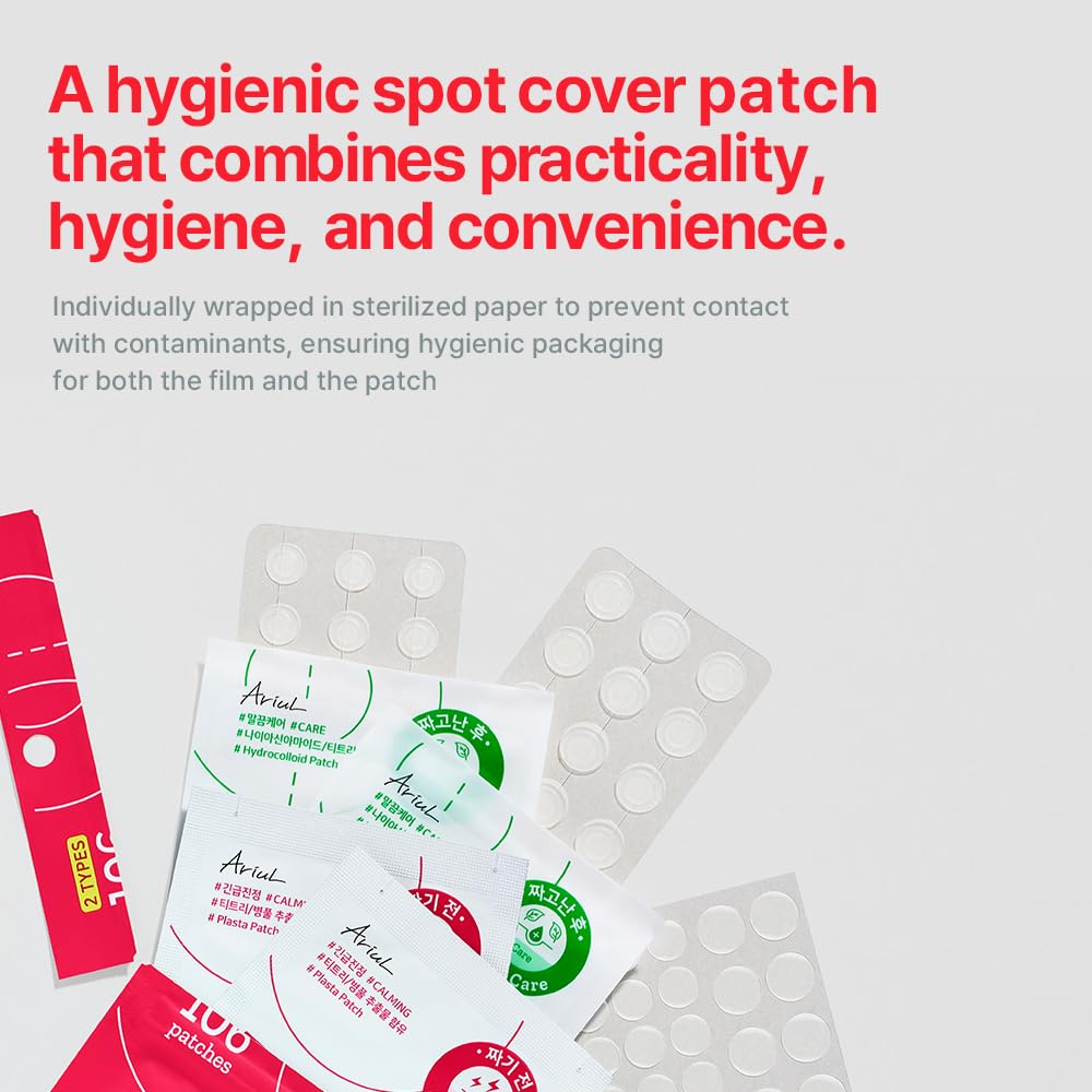 Ariul True AC Clear Spot Patch Duo – Early Care & Post-Blemish Hydrocolloid Patches with Salicylic Acid, Niacinamide, Tea Tree & Cica, Ultra-Thin, Korean Skincare (106 Count)